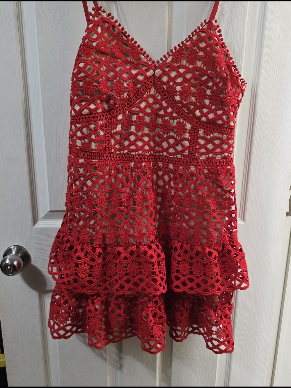 Lulu's Red & Beige Knit Dress